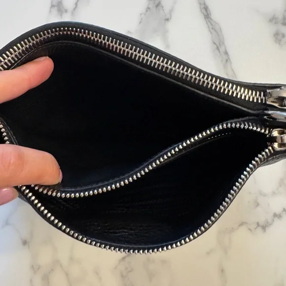 Prada Vitello Leather Double Zip Crossbody Bag, Black, Silver Hardware - Picture 9 of 15